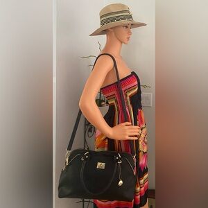 NEW BIG BUDDHA BLACK SATCHEL HANDBAG WITH GOLD ACCENTS